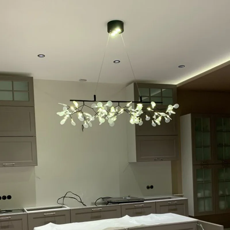 Long Length 100cm 150cm Modern Heracleum Tree Leaf Pendant Light LED Lamp Suspension Lamps Living Room Art Bar Iron Restaurant