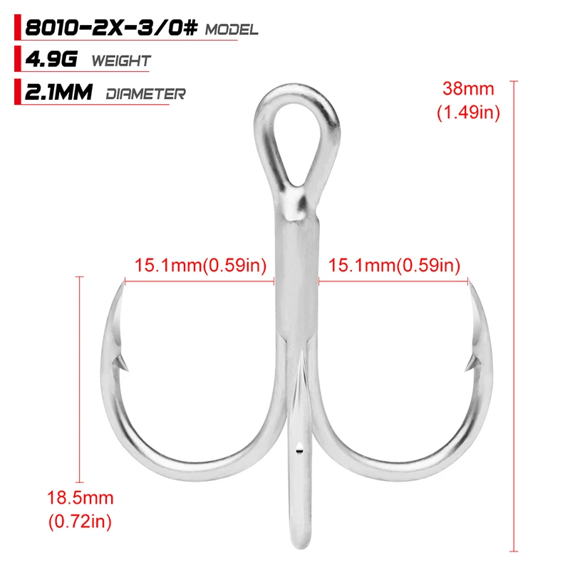 PROBEROS 10 Teile/los Salzwasser Angelhaken Drillinge 1 # -2 # -4 # -6 # -8 # -10 # -12 # -14 # -1/0 # -2/0 # -3/0 # Angelhaken aus Kohlenstoffstahl – Detail 11