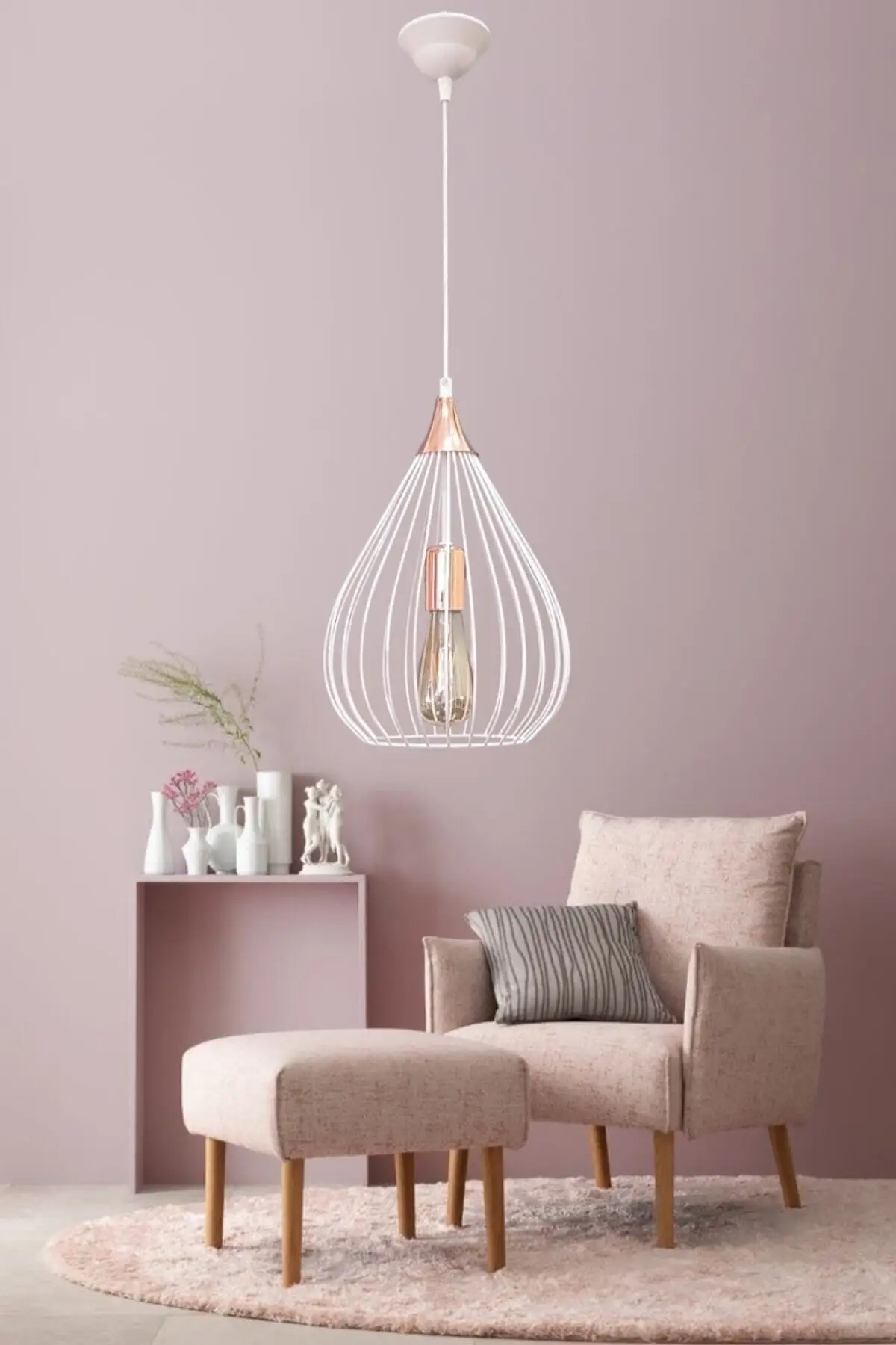 Leola White Lattice Single Chandelier