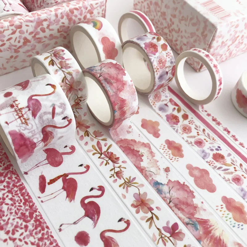 8pcs/set Different sizes Washi Tape Set Petal Flower Paper Masking Tapes Japanese journal Tape Diy Scrapbooking Sticker