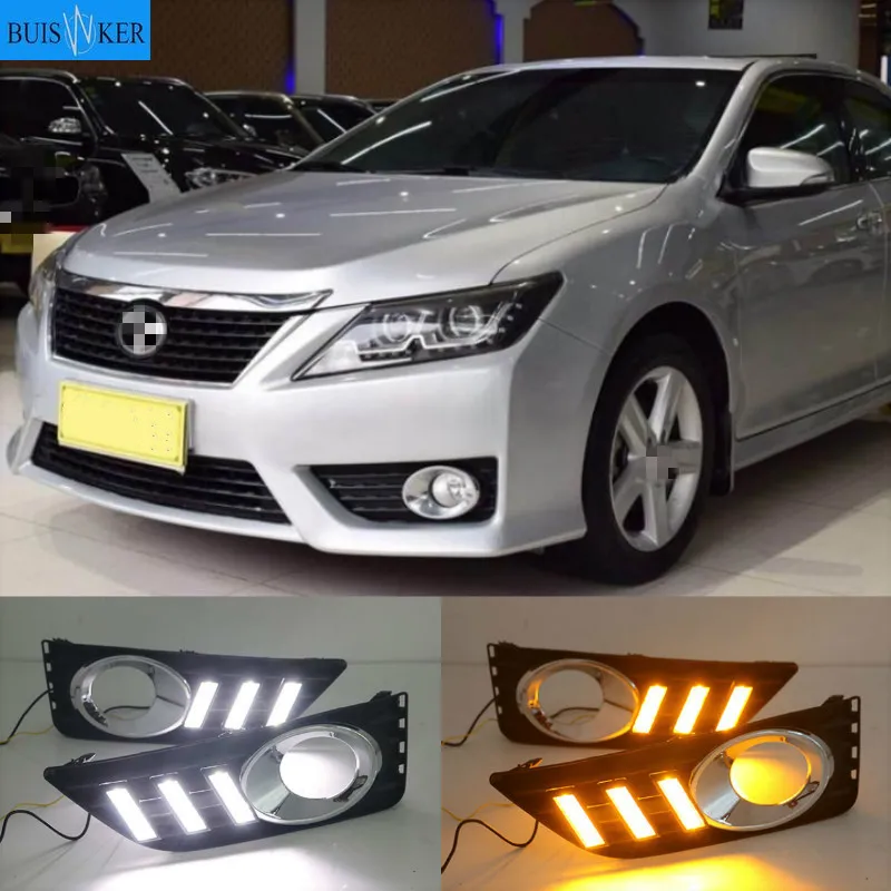 

1 Set LED DRL Daytime Running Lights Daylight Fog Lamp Cover With Yellow Turning Signal For Toyota Camry 2012