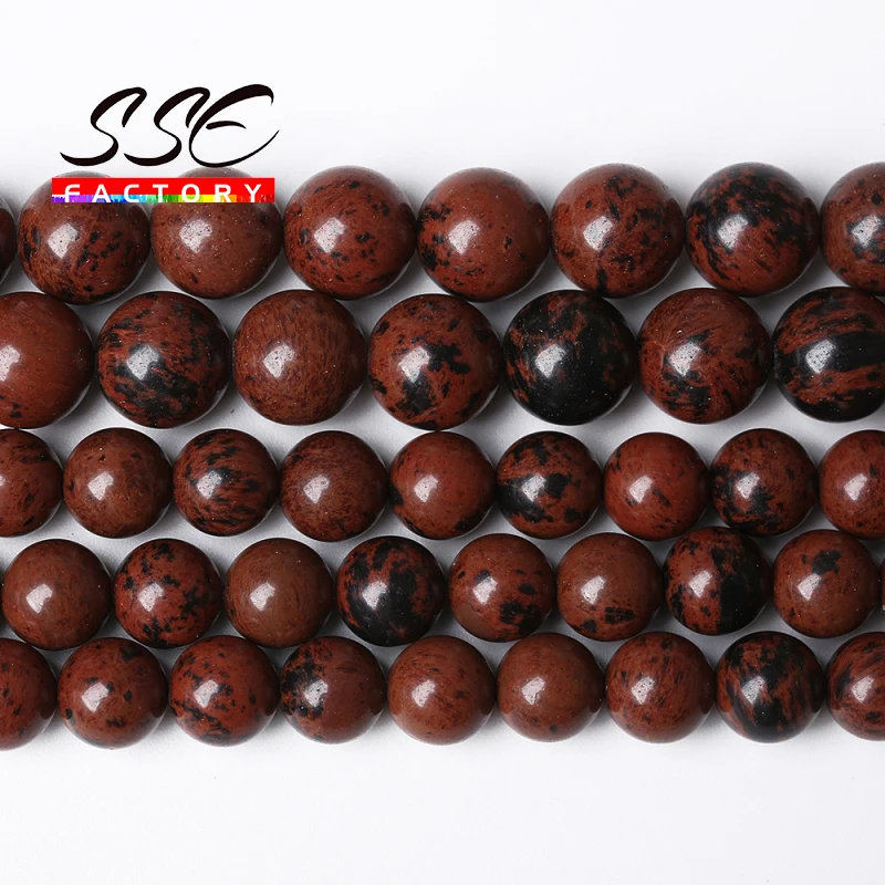 Wholesale Natural Mahogany Obsidian Stone Beads Golden Swan Picasso Round Loose Beads 15'' 4 6 8 10 12 mm For Jewelry Making