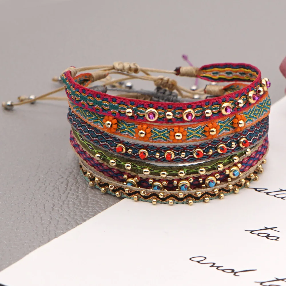 Go2boho Fabric Bracelet For Women Braided Rope Cloth Bracelets Jewelry Friendship Gift Jewellery Handmade Beads Pulsera