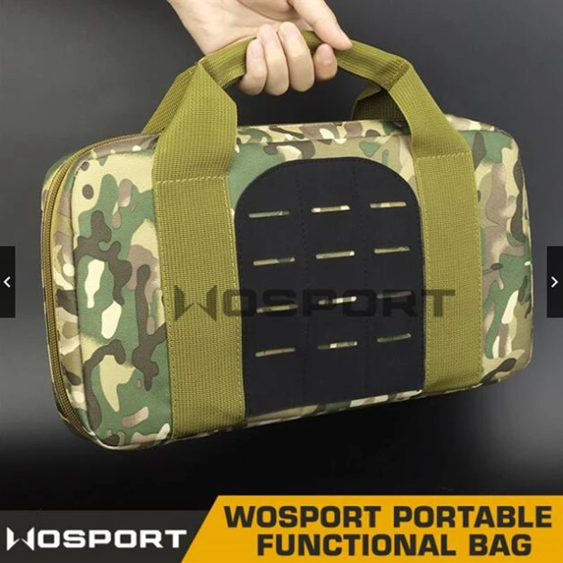 13.8inch Laser MOLLE Gun Bag Tactical Tough EVA Pistol Case Shooting Range Handgun Bag Magazine Pouch for Gun Storing Transporti