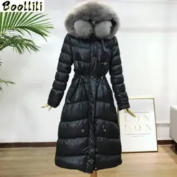 Boollili Bianco Anatra Imbottiture Delle Donne del Rivestimento del Cappotto di Inverno Delle Donne Coreano collo di Pelliccia di Volpe Con Cappuccio Puffer Giacca 2020 Nuovo Caldo Parka abrigos