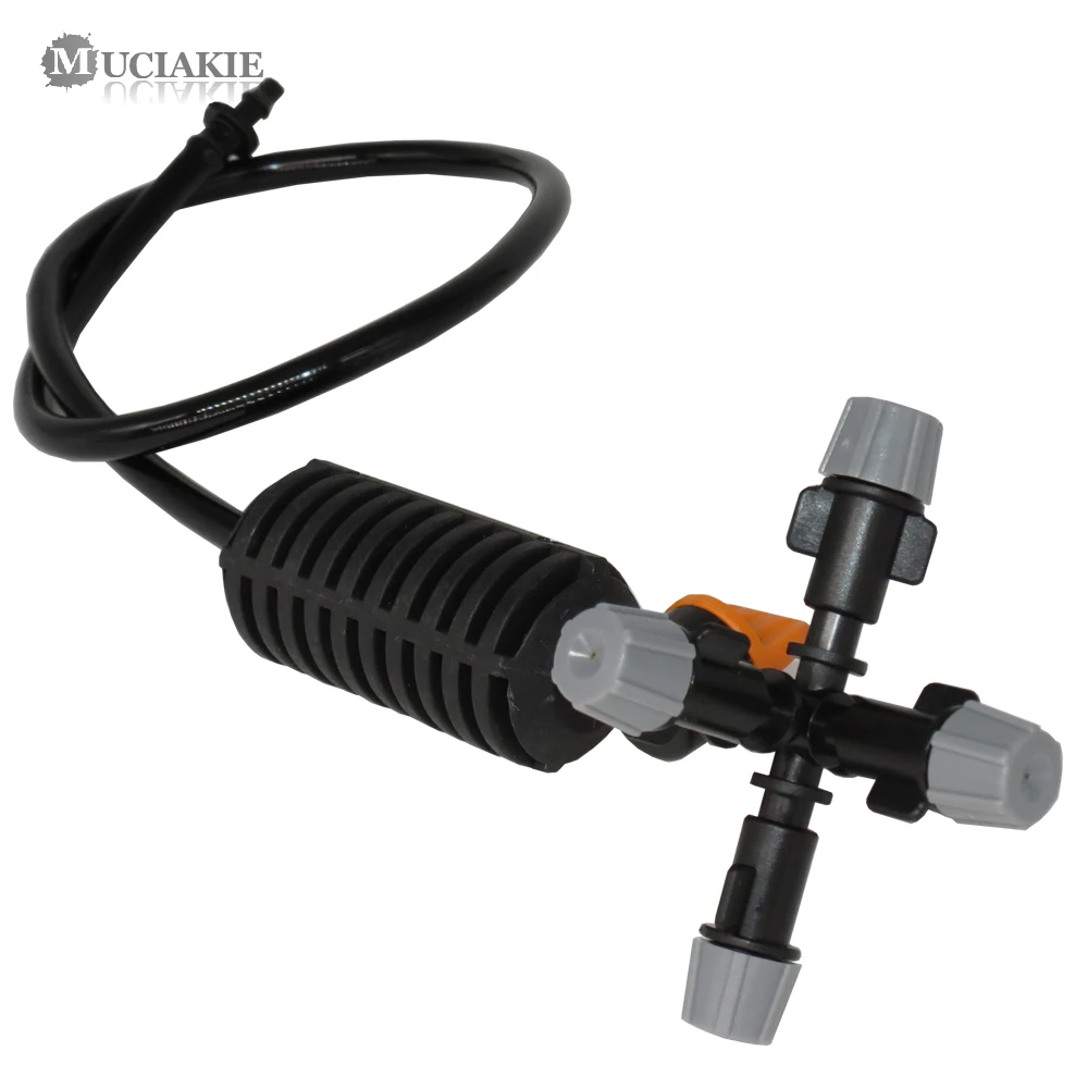 MUCIAKIE Hanging Anti Drip Misting 5-Outlet Nozzle Cross Atomizing Nozzle Fog Water Spray with Shut Off Greenhouse Irrigation