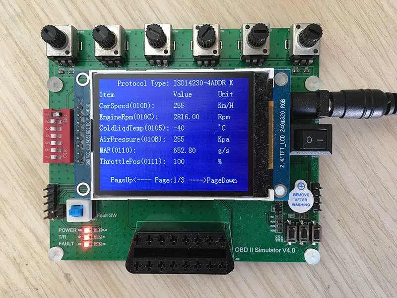 Symulator OBD pojazdu / emulator ECU 0,96-calowy ekran OLED obsługuje J1939