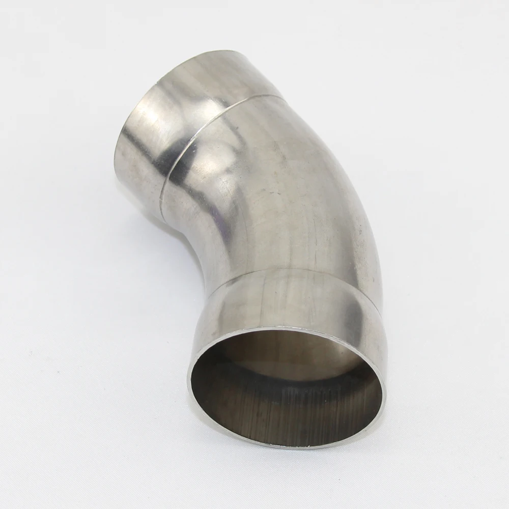 304 Stainless Steel Exhaust Pipe Silenciador, 45 Graus Diâmetro Interno, 51mm, 63mm, Cotovelo Soldado, Alta Pressão, Resistência à Corrosão