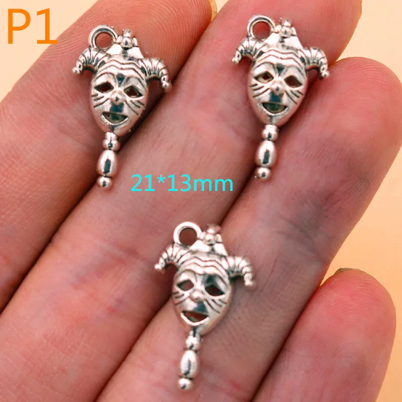 30pcs Funny Circus Metal Pendants, Circus Charms, Clown Charms, Balloon Charms, DIY Retro Jewelry Accessories Unisex A2198