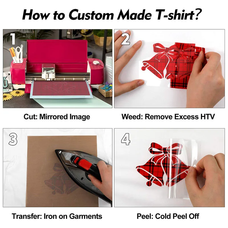 25×100cm PU Plaid Christmas Letter HTV – Heat Transfer Vinyl for T-Shirts, Iron-On Printing, Heat Press Machines & Holiday DIY - view 4