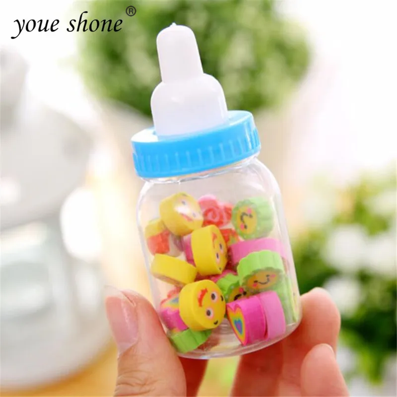 

20Pcs / Bottle Learning Stationery Student Cartoon Fruit Bottle Eraser Cute Pencil Rubber Children Prize Gift