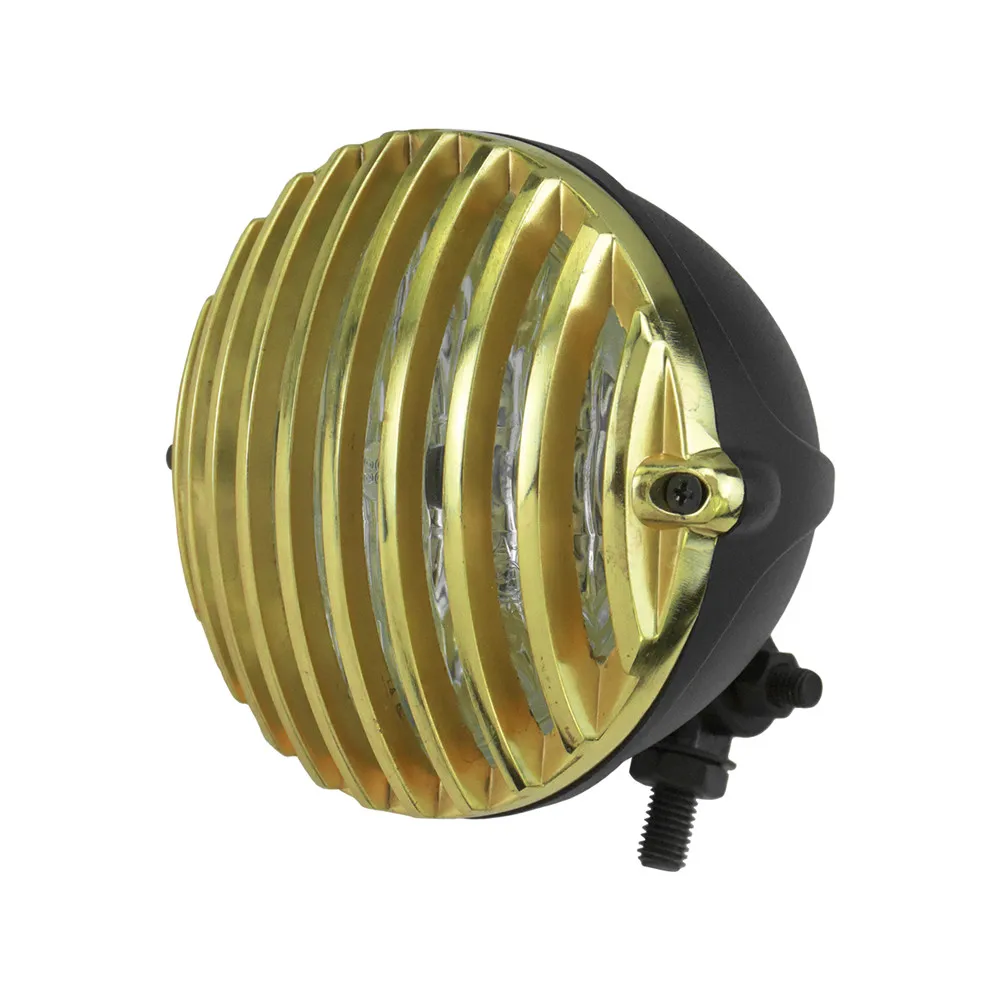 5.3\'\' Motorcycle Retro Front Headlight head Lamp Gold Mesh Metal Grill For Harley Sportster XL 883 1200 48 72 Cruisers Choppers