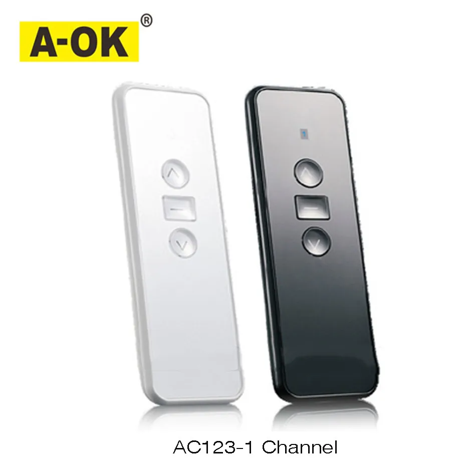 A-OK RF433 Remote Controller AC123-01 AC123-02 AC123-06 AC123-16 for A-OK RF433 Curtain Motor,White/Black Color Optional