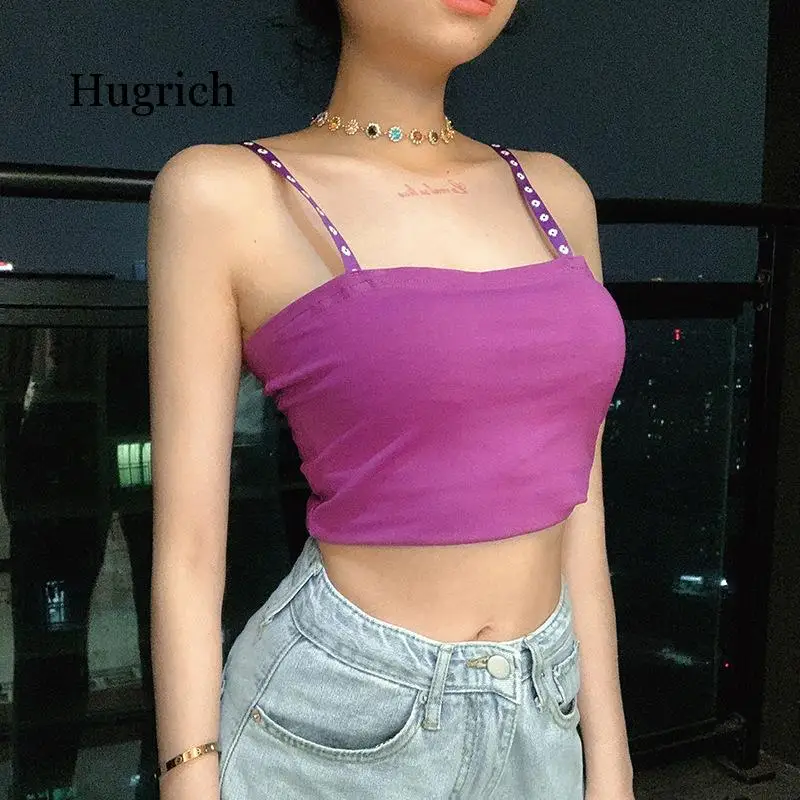 2021 Summer New Suspender Vest Sexy Short Causal Street Open Back and Navel Top T-Shirt for Women