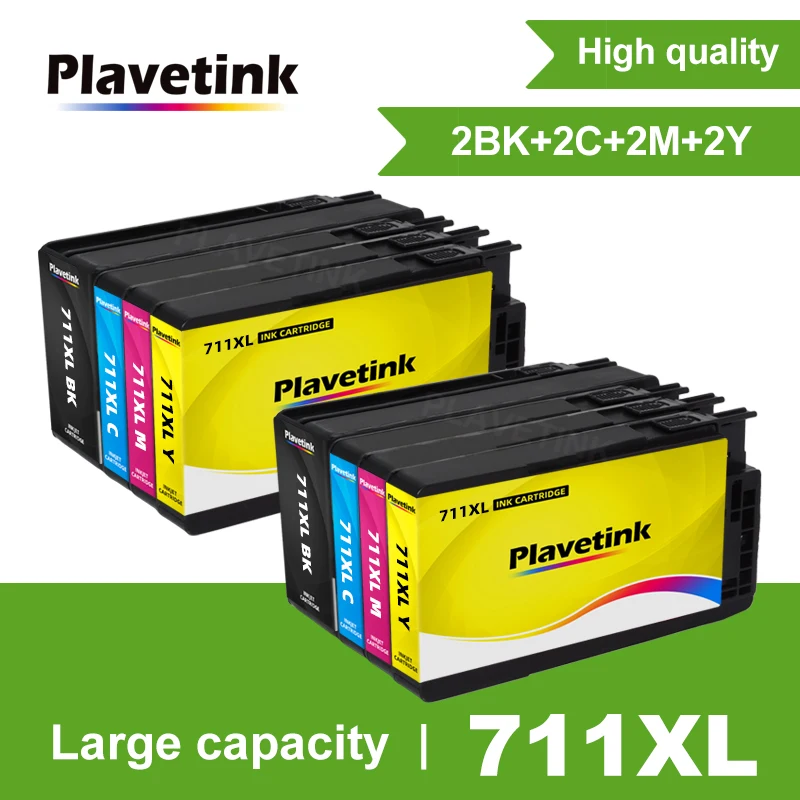 Plavetink 2Set Printer Ink Cartridge 4 Color Replacement For HP 711 711XL For HP DesignJet T120 T520 Printer Full With Ink