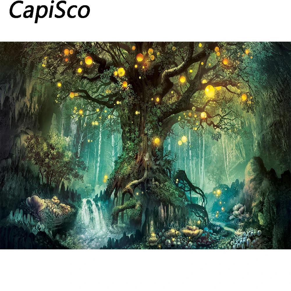 Capisco Fantasy Magical Tree Enchanted Forest Photography Background Fairy Tale Child Kids Birthday Party Backdrop Studio Prop