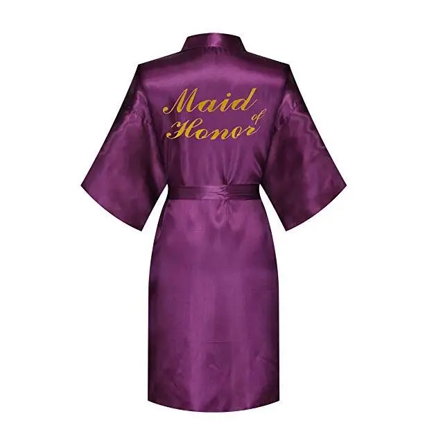 2019 Summer Purple Gown Satin Silk Robe Wedding Robe Bride Bridesmaid Dressing Women Robes Skirt Clothes Hot Word 1pc