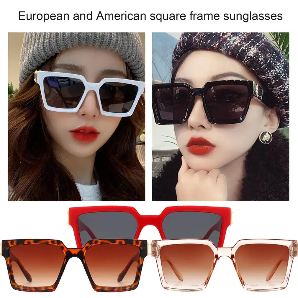 

Unisex Fashion Ladies Square Sunglasses Women Goggle Shades Vintage Brand Designer Oversized Sun Glasses UV400