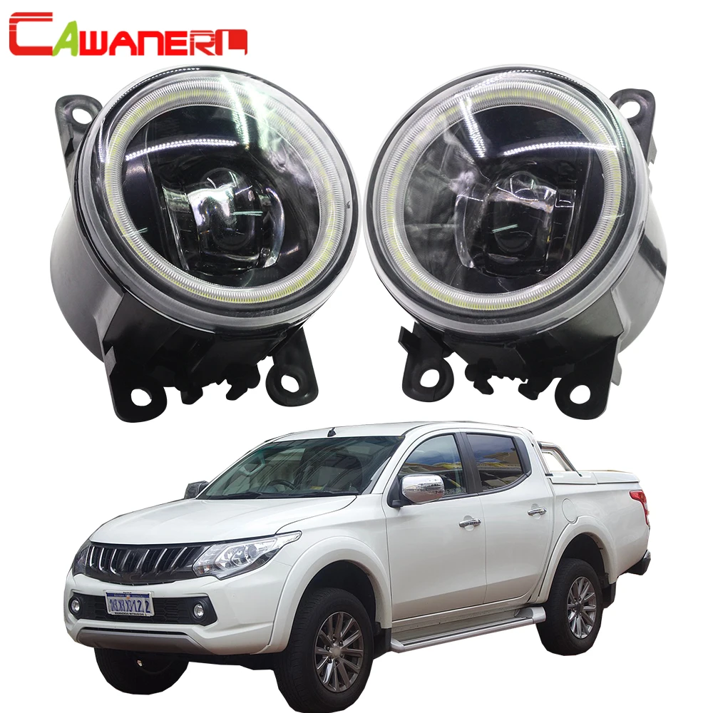 Cawanerl For Mitsubishi Triton Strada 2005-2018 Car 4000LM H11 LED Fog Light Lamp Angel Eye Daytime Running Light DRL 12V