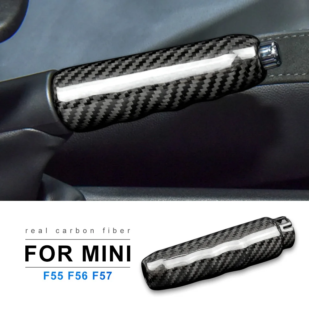 AMBERMILE for Mini Cooper F55 Hardtop F57 F56 Hatchback Accessories Hard Carbon Fiber Interior Car Hand Brake Grip Covers Trim image 3