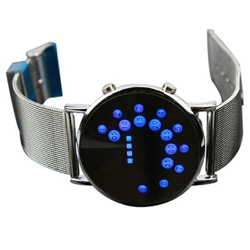 digital watch montre homme Men\'s Women\'s Fashion Creative Ultra Thin Round Mirror Blue Circles Alloy Watch relogio watch