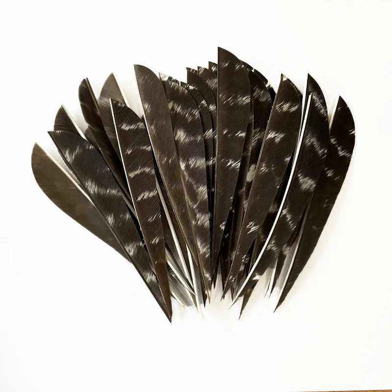 50Pcs 4 Inch Water Drop Natural Turkey Arrow Feather Vanes Unprocessed Color Real Feather For Archery Hunting Fletches