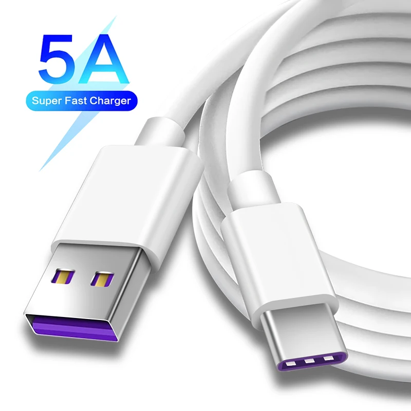 Mobile Phone Charger Cable Cabel Super Charge 5A For Huawei P40 P30 Pro Mate XS 20 Lite Samsung Usb Type C Fast Charge Data Cord