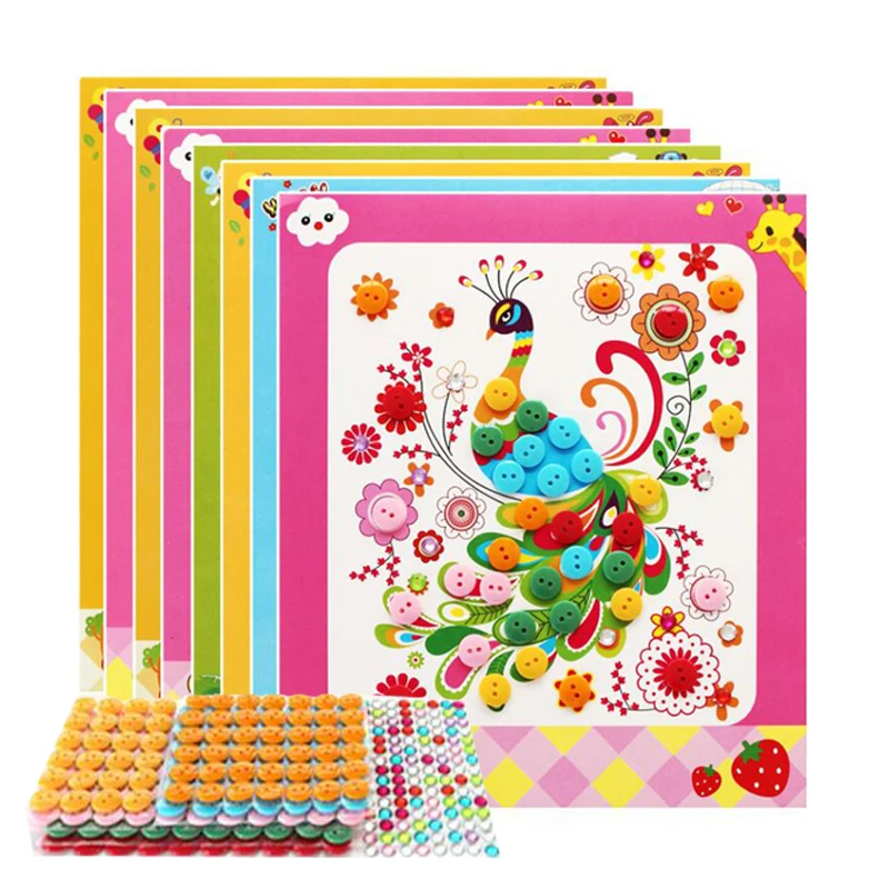 어린이 그림 그리기 장난감 DIY 버튼 스티커, 수제 학교 미술 수업 그림 그리기 공예 장난감, 어린이 조기 교육 선물, 신제품 