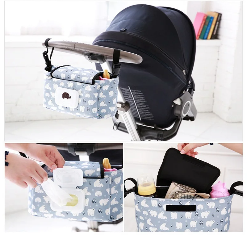 Baby Stroller Organizer Bag Waterproof Nappy Diaper Bag Travel Carriage Pram Cart Basket Hook Stroller Accessories Mummy Bag