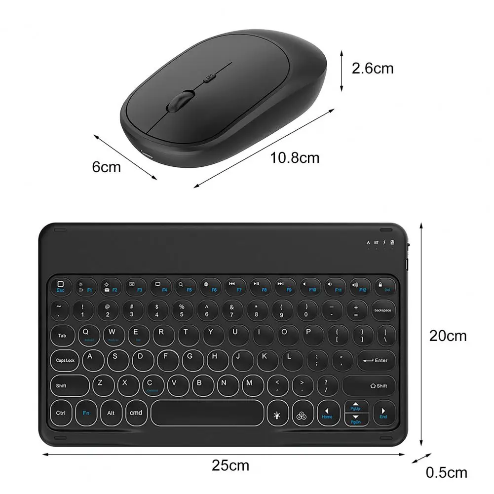 1 Set Wireless Keyboard Quick Response Bluetooth-compatible Keyboard Long Standby Time Tablet Noiseless BT Mini Mouse for Laptop