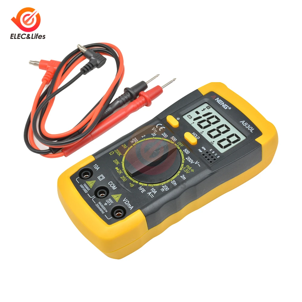 A830L Lcd Digitale Multimeter Draagbare Dc Ac Voltage Current Meter Diode Transistor Test Probe Voltmeter Amperemeter Ohmmeter Tester