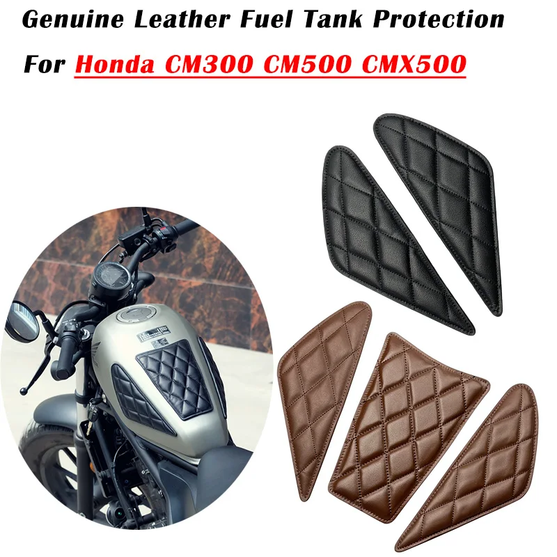 

For Honda Rebel 300 500 CM300 CM500 CMX300 CMX500 Moto Accessories Genuine Leather Gas Tank Protect Sticker Fuel Cap Cover Pad