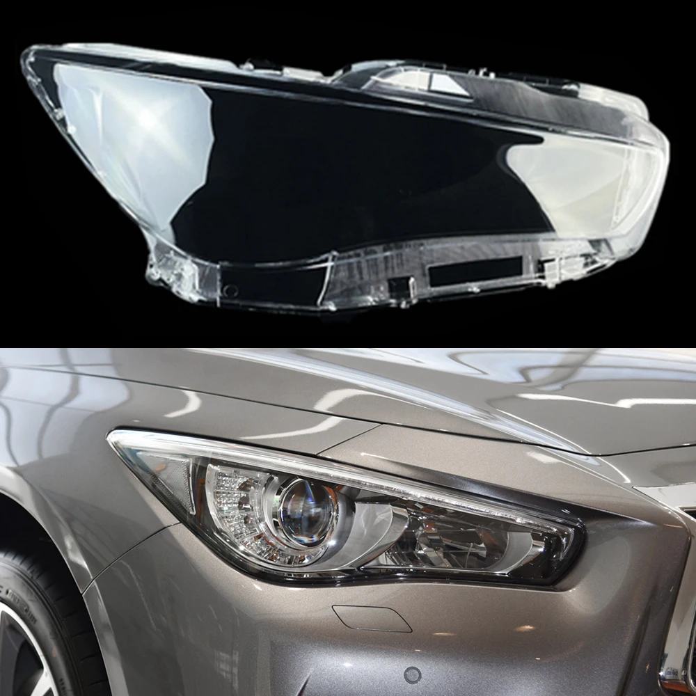 Car Headlight Cover Lens Glass Shell Front Headlamp Transparent Lampshade Auto Light Lamp For Infiniti Q50 Q50L 2013~2019