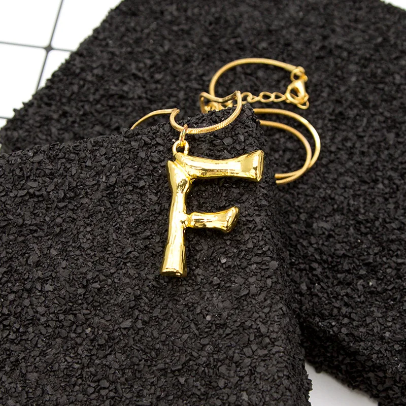 Fashion Alphabet Big Large Initial Letter Choker Necklace for Women Gold Color Pendant with Snake Chain Jewelry Gift Accessories