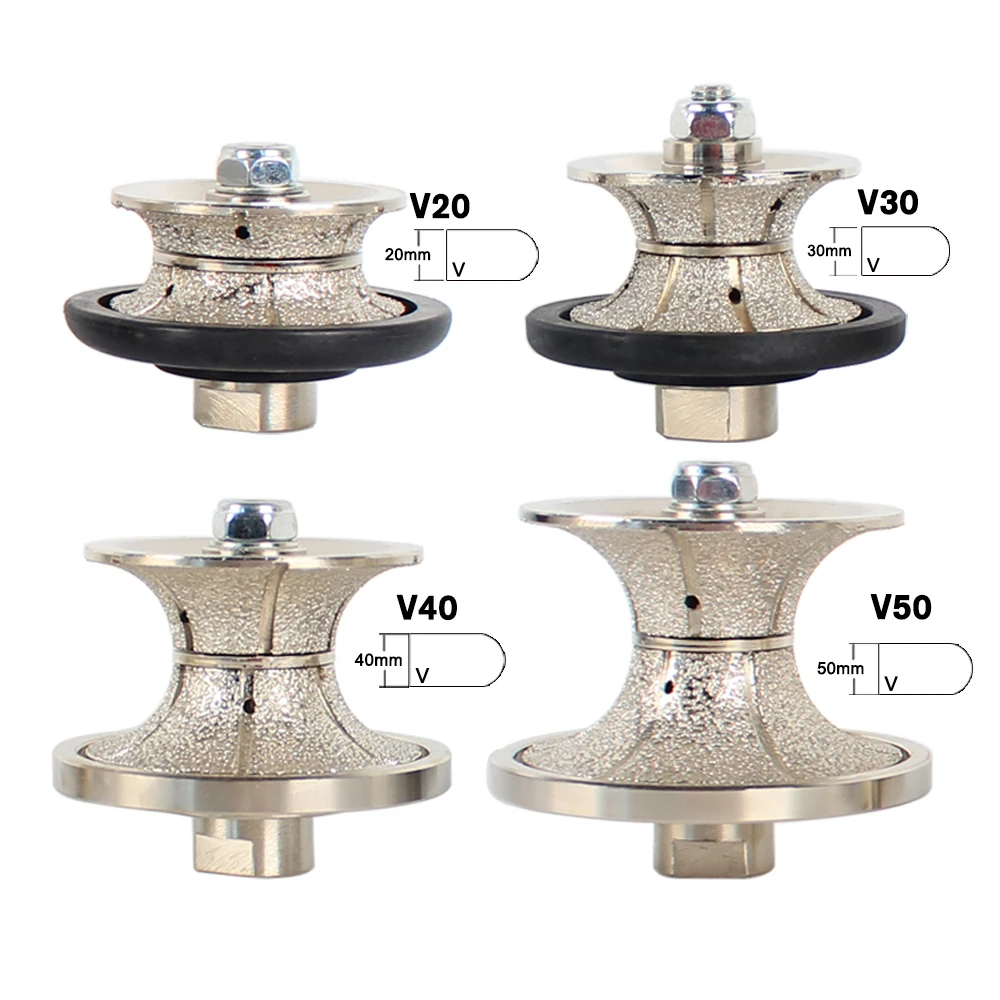 Raizi Vacuum Brazed Diamond Hand Profile Wheel Full Bullnose V 20-50mm Profiling Router Bits Granite Marble Profiler Tool