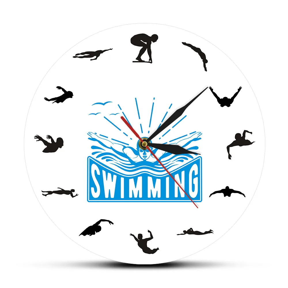 Sport Art Design Swimming Wall Clock Voyage Floating Underwater Diving Swimmer Home Decor Living Room Wall Clock Swim Coach Gift