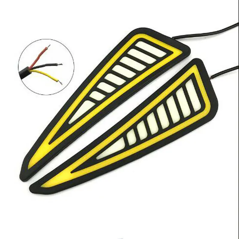 2x Car Universal DRL LED Daytime Running Light Driving Turn Signal  Daytime lamp White/Amber