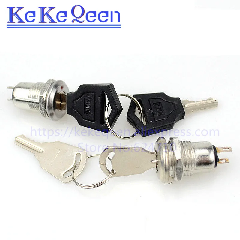 10PCS/LOT 12MM Key Switch ON/OFF Lock Switch KS-02 KS02 Electronic Key Switch with Keys Phone Lock Security Power Switch