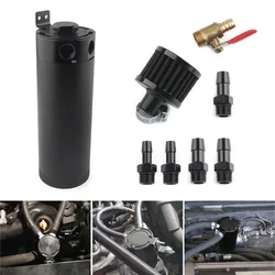 Universal Billet Aluminum Baffled 2-port New Long Oil Catch Can Tank with Breather Filter Engine Mini Oil Separator