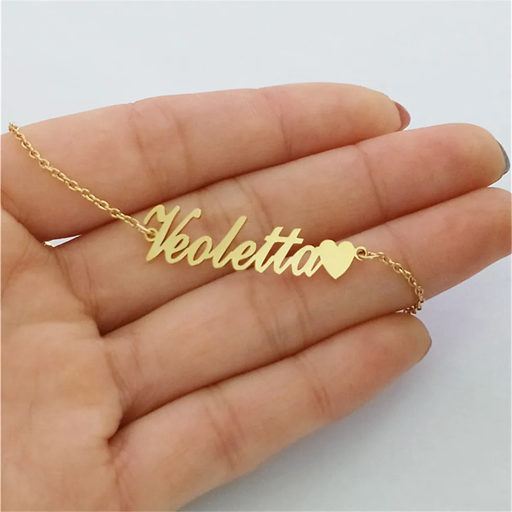 Custom Stainless Steel Name Letter Bracelet For Women Gold Plated Personalized Items Fashion Heart Pulseras Customized Gifts