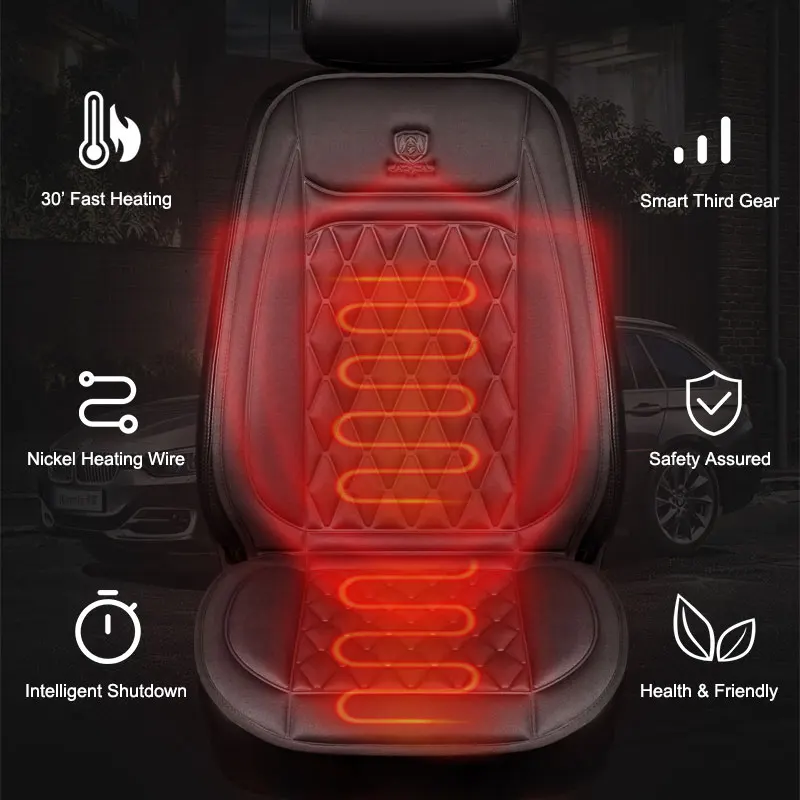 Heated Car Seat Cover 12V Universal Car Seat Heater 30\'S Fast Heating Pad Thicken Car Heated Seat Cushion Warm Seat Protector