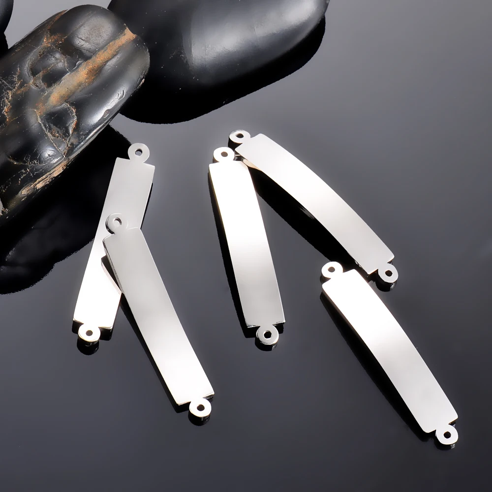 10 sztuk/partia ze stali nierdzewnej złote złącza do tworzenia biżuterii puste Bar ręcznie tłoczenia tagi grawerowane DIY Making bransoletka — zdjęcie 3