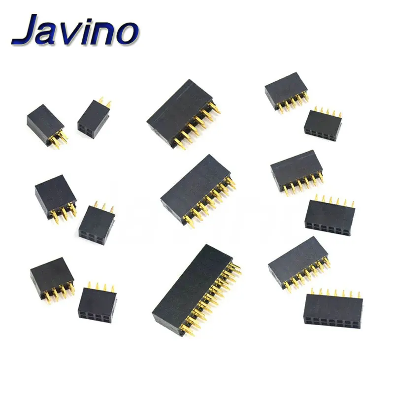 Conector fêmea do pino do pino da fileira do dobro de 10 pces passo 2.54mm 2*2p 3p 4p 5p 6p 8p 10p 12p 40p do pino