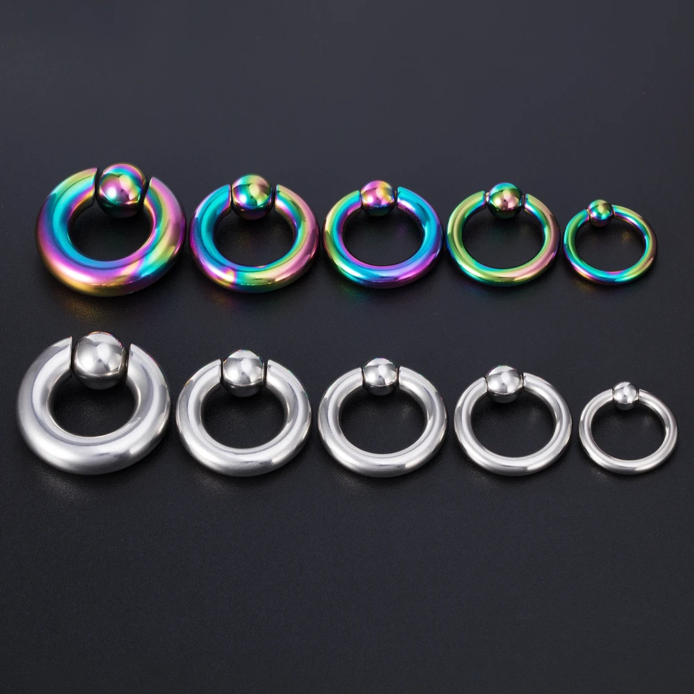 1PC 3-8mm Punk Ear Gauge BCR Ball Closure Nose Septum Ring Jewelry Surgical Steel Ear Piercing Weights Stretcher Expander Unisex