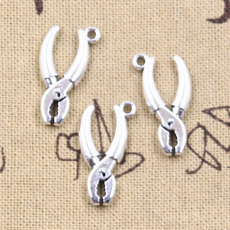 15pcs Charms Tools Vise Pincer Pliers 25x13mm Antique Silver Color Pendants DIY Crafts Making Findings Handmade Tibetan Jewelry