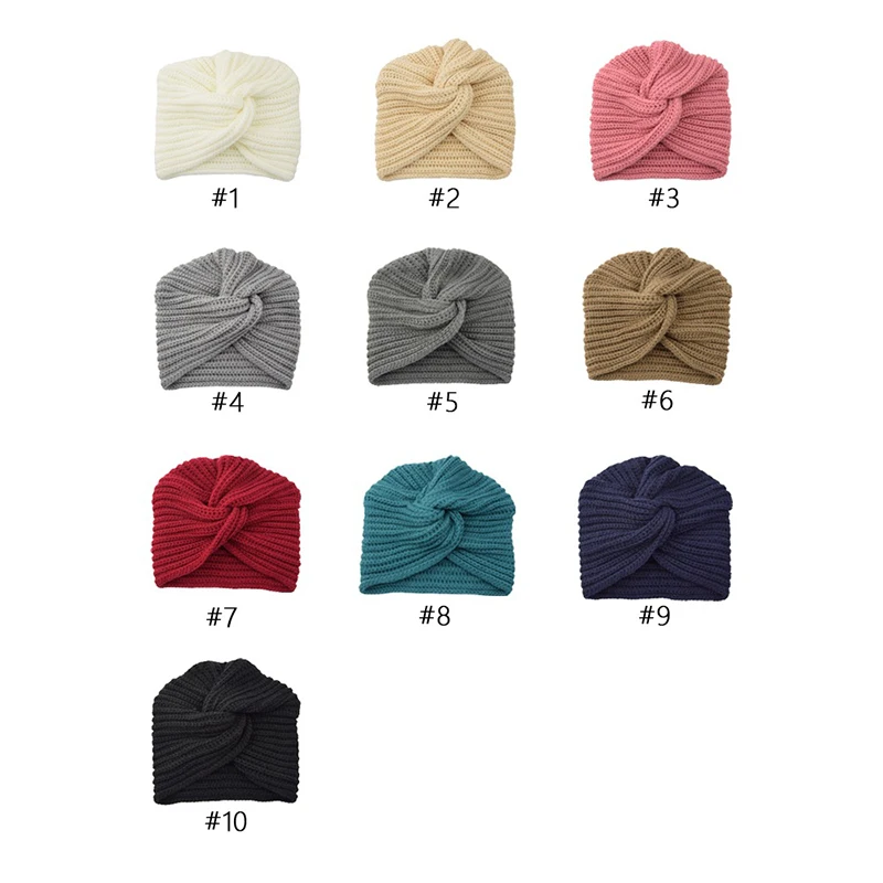 Bohomian Turban Cap Knitted Spring Winter Hat Women Knot Bandanas Twist Headwrap Knitting Warm Muslim Scarf Cross Headscarf Hot