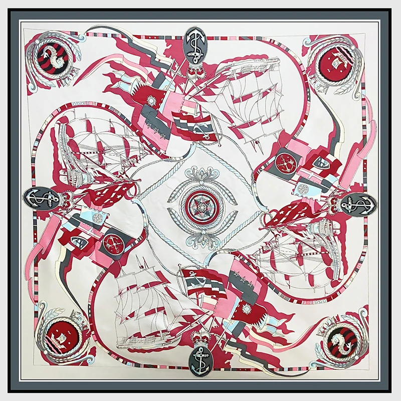 Écharpes carrées en sergé de soie pour femmes, 130x130cm, Design de marque de luxe, Bandana dames, écharpes châles à la mode