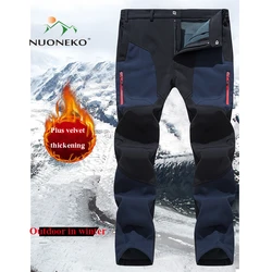 NUONEKO-Men's Waterproof Thermal Trousers, Fleece Pants, Breathable, Warm, Outdoor, Hiking, Tourism, Camping, Trekking, Winter