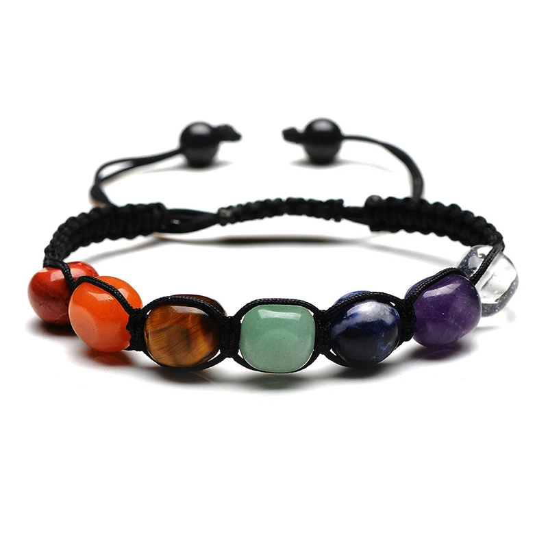 Seven Chakra Natural Irregular Stone Yoga Bracelet Handmade Tibetan Buddhist Bracelet Gift Jewelry for Men Women