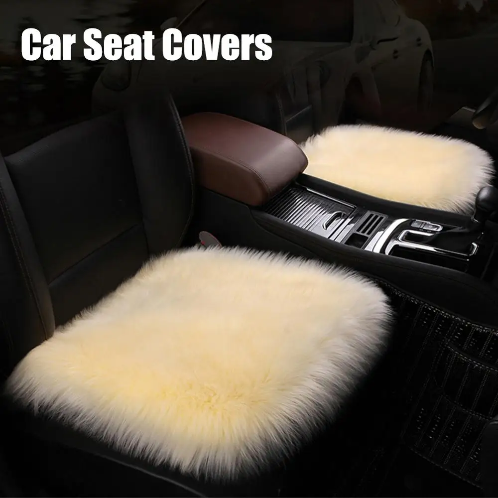 1 Pc Fur Car Seat Covers Fiber Faux Auto Seats Cushion Long Plush Winter Warm Seats Mats Universal for BMW, Toyota ,Honda Pink